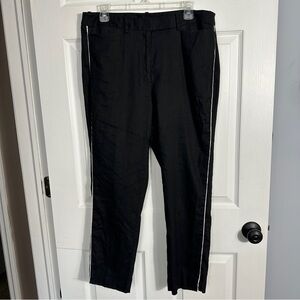 DKNY linen blend ankle pants, size 12, black w/white pinstripe, office, date